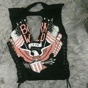 Forever 21| "Born Wild" Deep V Top (New)